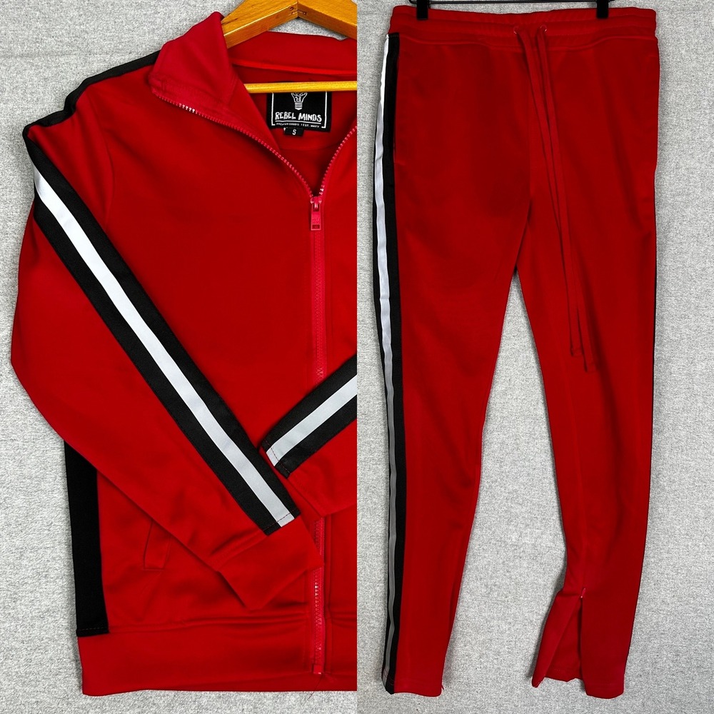 Rebel Minds Track Suit Mens Small Red Full Zip Jacket‎ & Pants Set